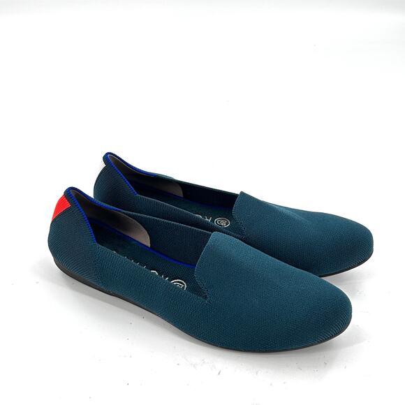 Rothys Loafers 10 Bottle Blue Neon Stripe Flats Womens - Picture 3 of 9